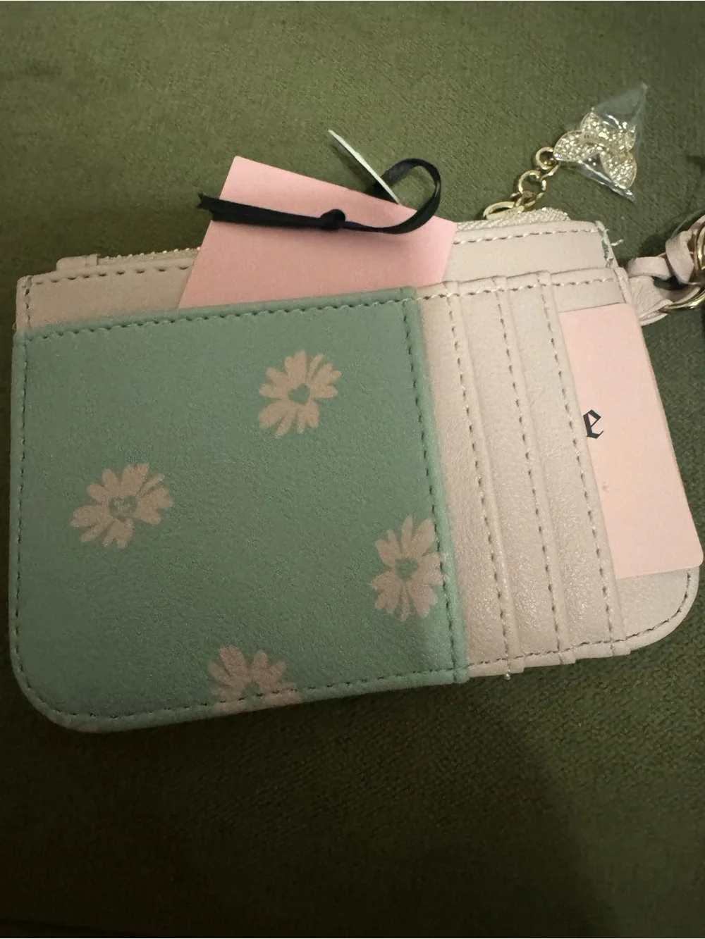 Juicy Couture Mint & Pink Floral Coin Pouch and Keyring Set